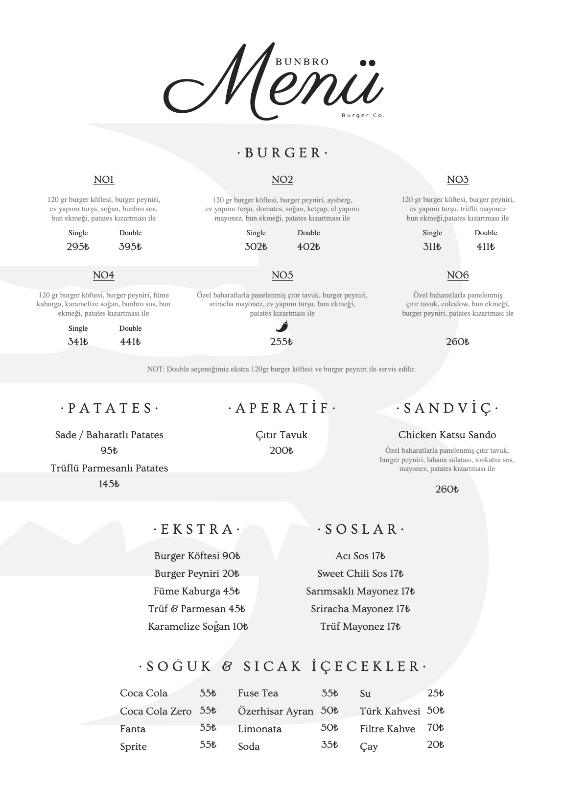 Menu – Bunbro Burger Co.